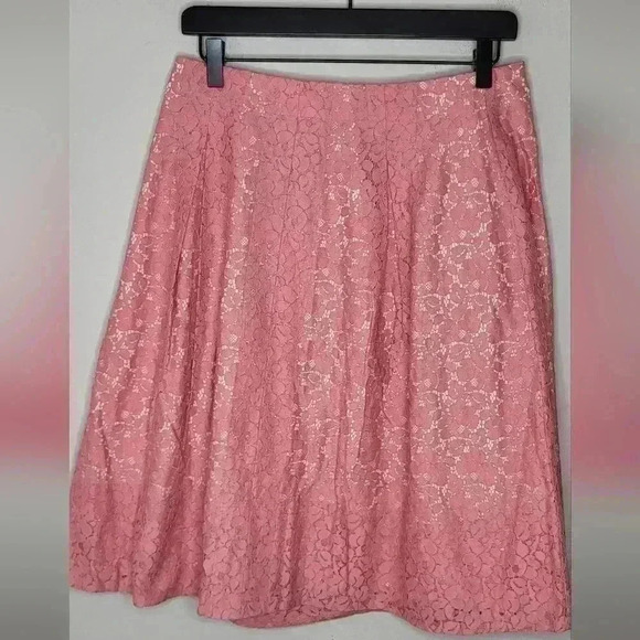Talbots NWT New Womens Pink White A Line Lace Skirt Size 4 - Picture 1 of 10
